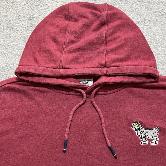 Goat USA Hoodie Mens Medium Red Sweatshirt Pullover Embroidered Pocket - Picture 5 of 13